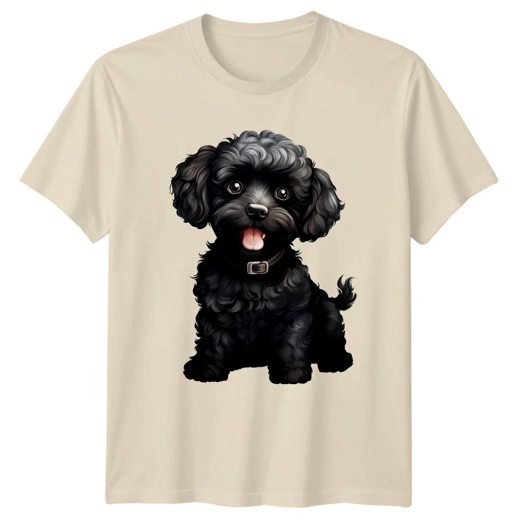Black Poodle Dog Animals Mens T-Shirt Womens Tee Graphic Unisex Apparel