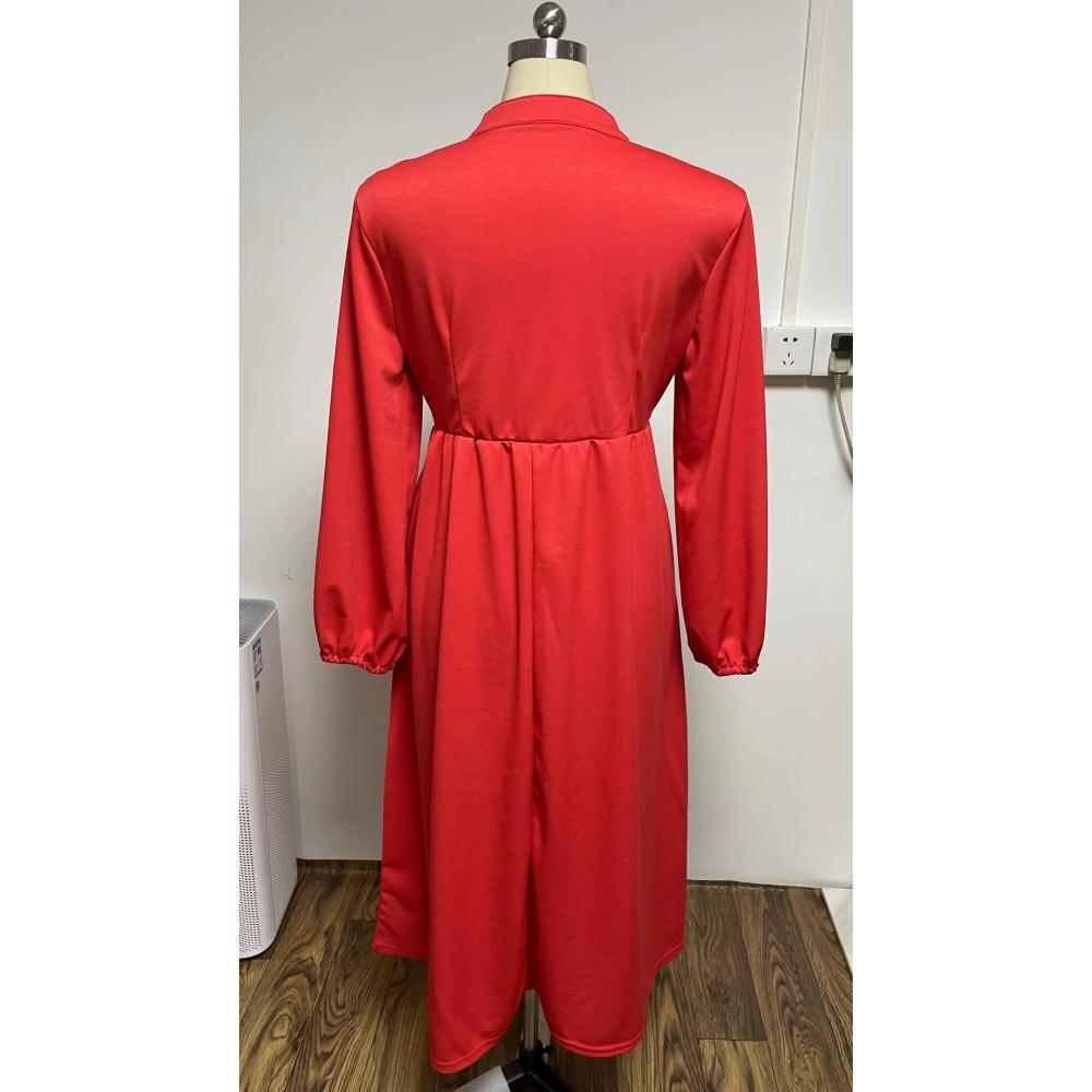 HNXC Dámská móda Podzim Zima Jednobarevný Potisk Dlouhý rukáv Výstřih do V Ležérní šaty