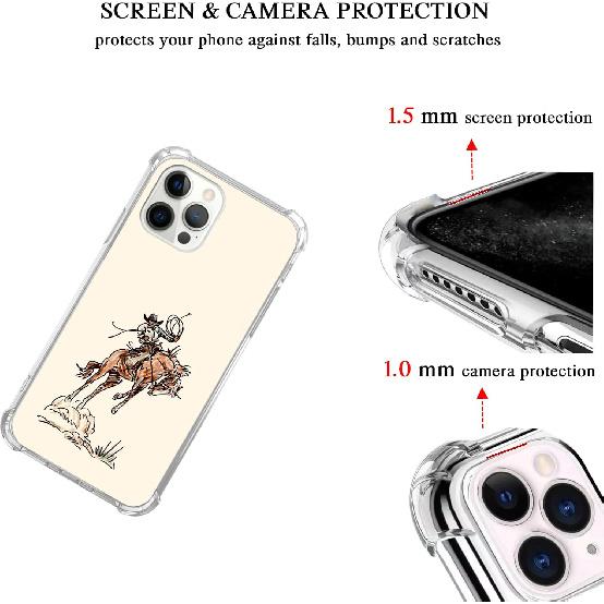 West Cowboy Phone Case Compatible with iPhone 15 Pro, Vintage Western Country Cowboy Phone Case for iPhone 15 Pro, Trendy Unique Design TPU Bumper