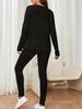 2025 Autumn Women's Casual European & American Knit Suit Set - Loose, Round Neck, Ribbed Design