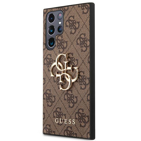 Guess Guhcs22L4Gmgbr S908 S22 Ultra Hnědý/Brown Pevný kryt 4G Velké kovové logo