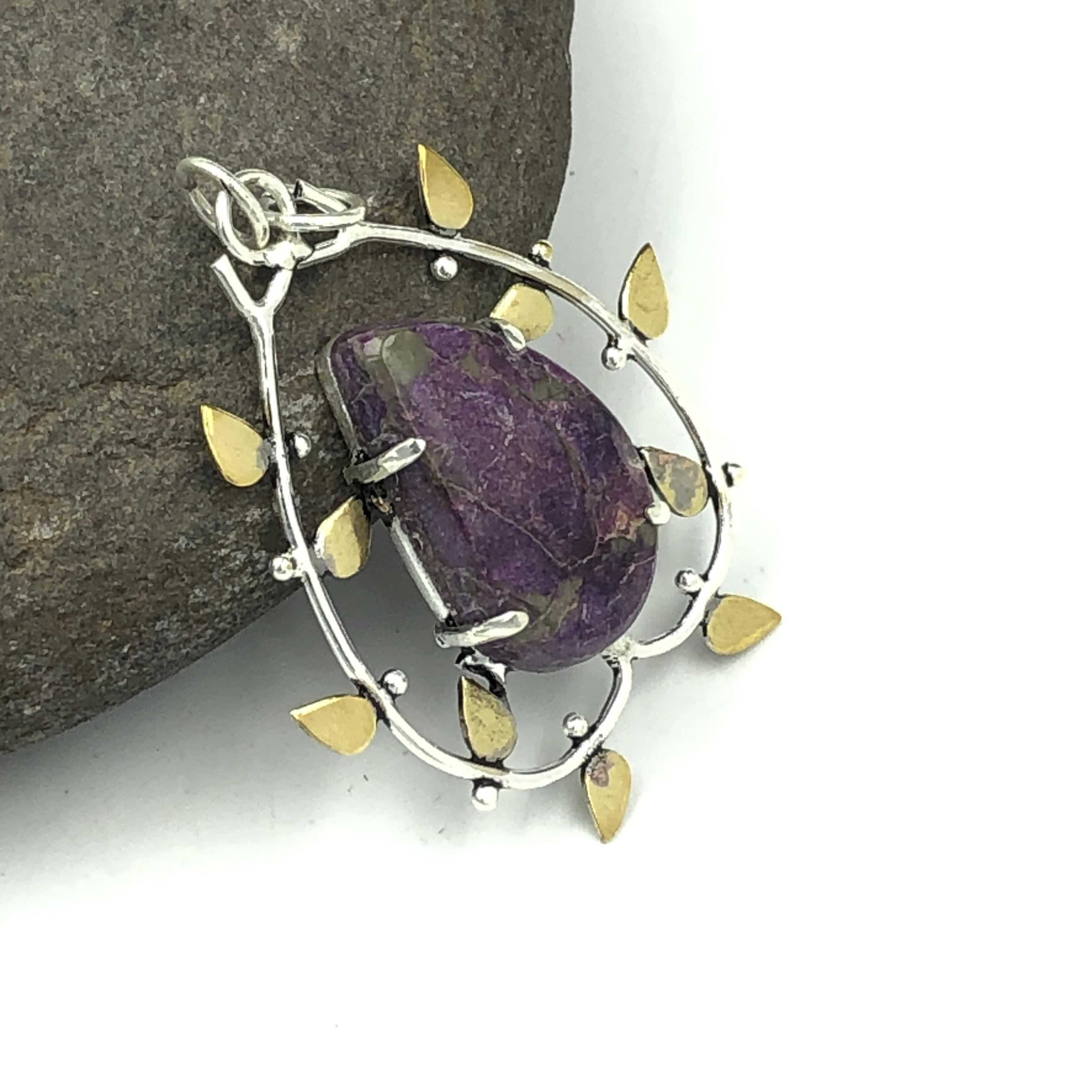 Natural Purpurite Gemstone 925 Sterling Silver Jewelry Designer Pendant 1.8  AJP-82