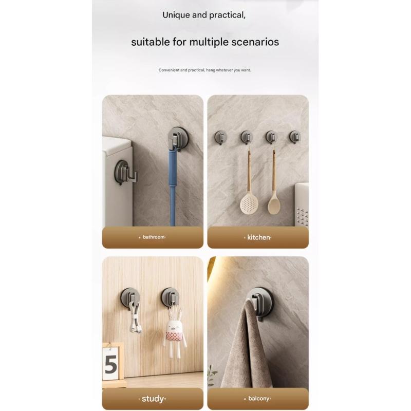 Vacuum Wall Hook With Strong Adhesive No Residues Removable Space Aluminum Towel Hanger For Bathroom Bedroom Door