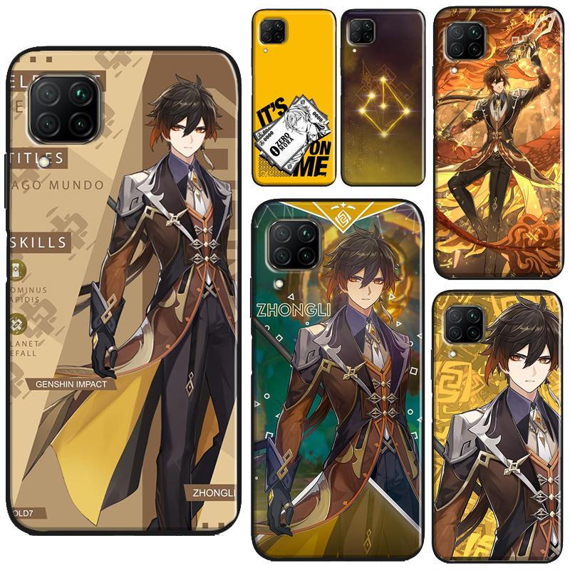 Zhongli Genshin Impact For Huawei Honor 50 8X 9X 10i P20 P30 P40 Lite Pro P Smart 2019 Nova 9 5T Phone Soft Cover