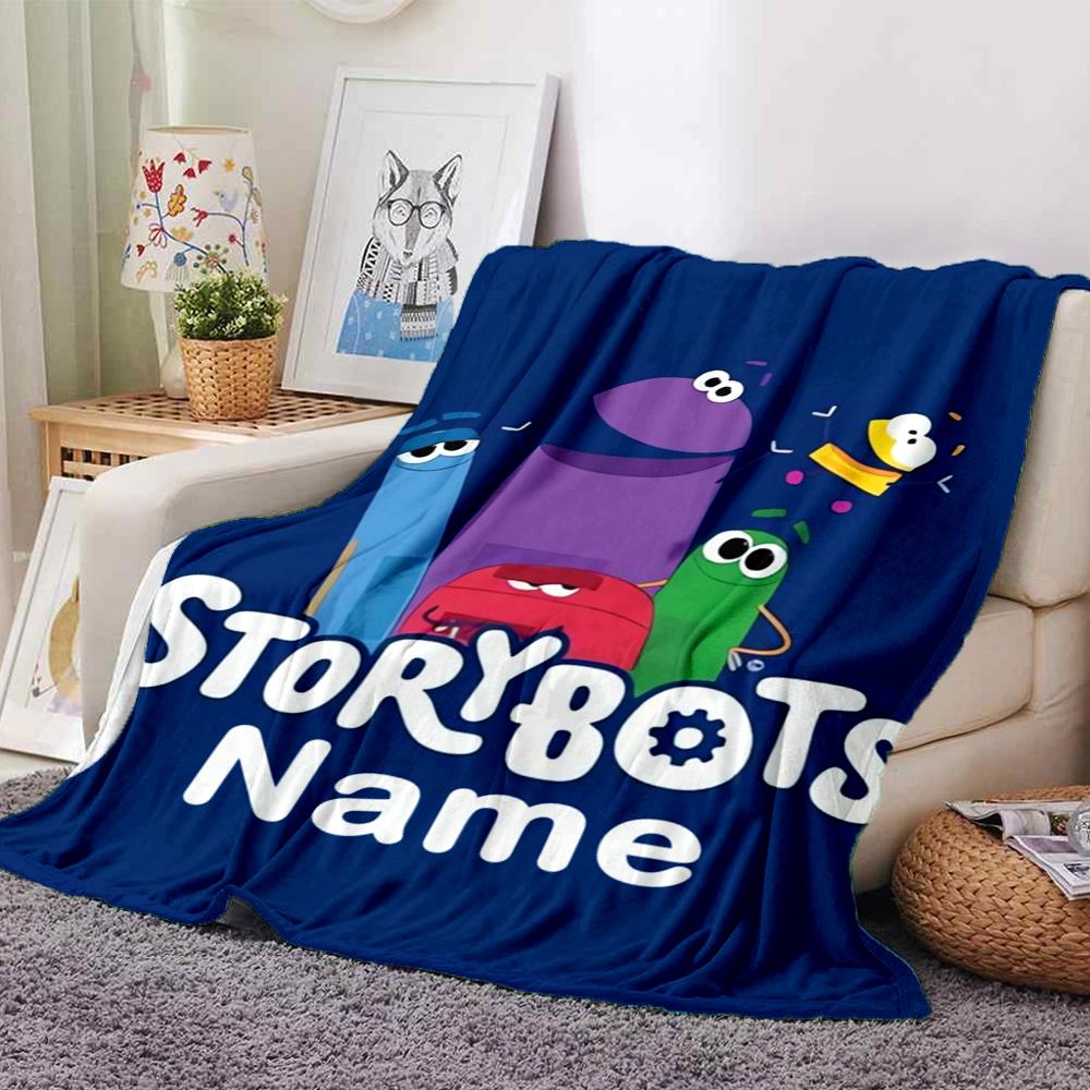 Custom Name StoryBots Theme Printed Blanket - Perfect for Couch, Bed, Travel & Outdoor Use | Machine Washable, Cozy & Durable.