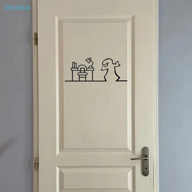 Adesivi Linea Minimalista Line Art Adesivo per Porta Segno per Camera da Letto/Cucina/Bagno Design Personaggio Cartone Animato Decorazione Casa