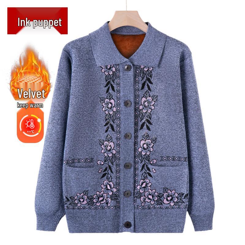 

Women s Winter Fleece-lined Floral Square Collar Top 4XL