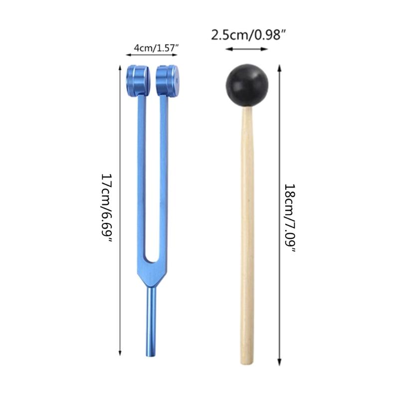 256 Hz Tuning Fork Medical Healing Instrument Aluminum with Wood Hammer A Repair Tool Human Biofield Diapa Son Chakra