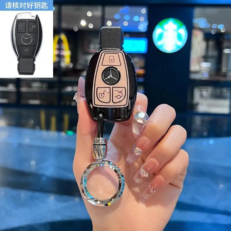 TGM3   Female Key Case for Mercedes Benz CLS CLA GL R SLK AMG A B C S Class 3 Button Remote Car Key Cover Holder Keychain Accessories