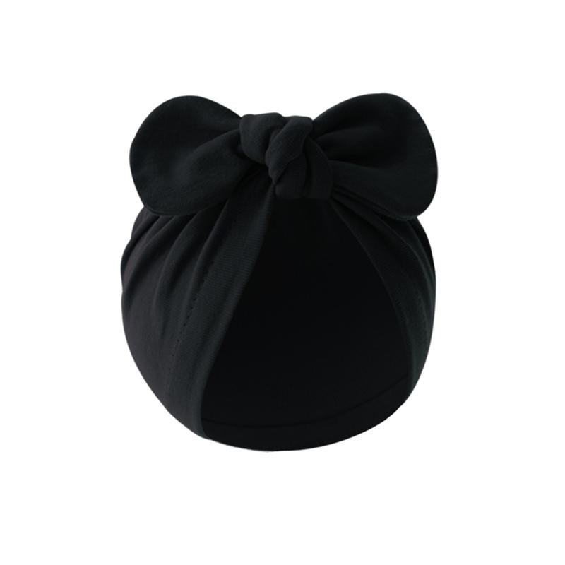 Pudcoco Baby Girls Turban Hat, Soft Elastic Cute Knotted Bow Hat Nursery Beanie Cap for Infant