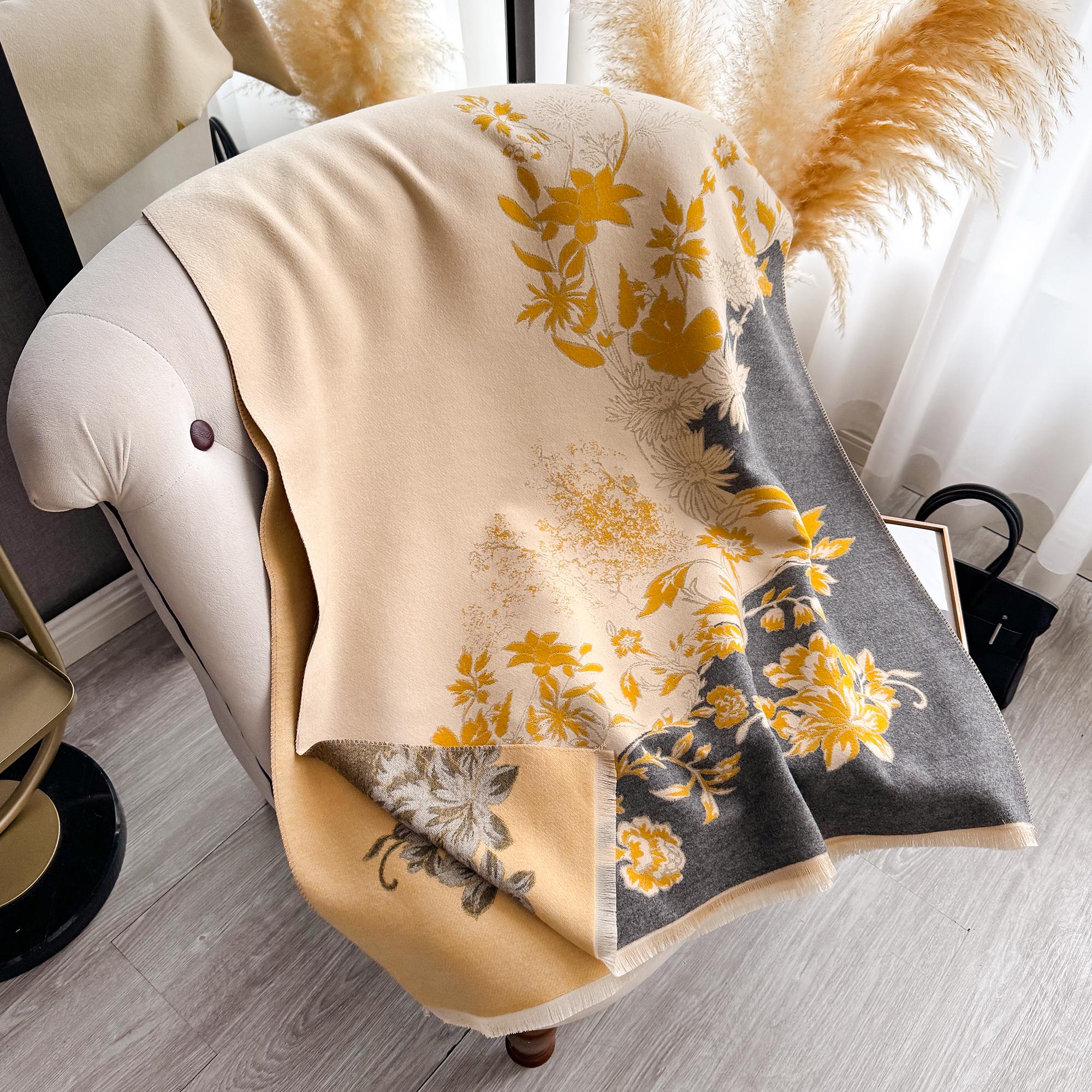 Women S Faux Cashmere Shawl Wrap Warm Jacquard Scarf Multi-Use Autumn Winter Neck Protection Blanket Style