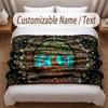 Tree of Life Theme Soft Blanket Personalized Custom Name Text Print Warm Blanket Home Sofa Bedroom Decor