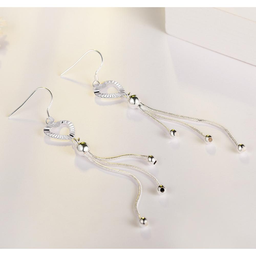 Long Fringe Earrings Stylish Floral Heart Dangle Earrings Elegant Women Jewelry Gift