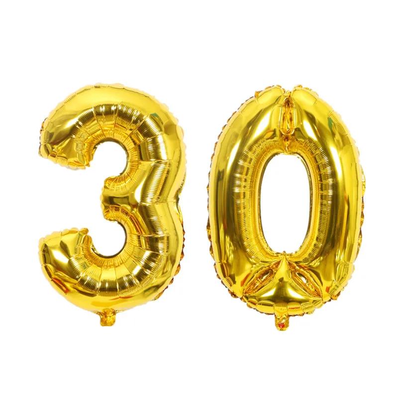 32 Zoll Gold Silber Zahlen Folienballons 10 20 30 40 50 60 70 80 90 Jahre Alt Kind Erwachsener Geburtstag Jubiläum Party Dekoration