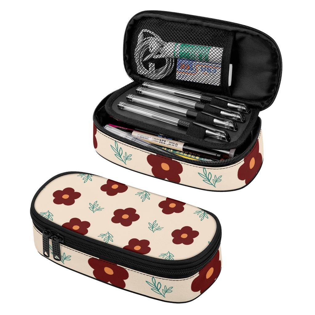 Pencil Case Roomy Interior Zipper Closure 300D Polyester with Main Pocket Mesh Layer and Removable Pen Divider for Classroom Use