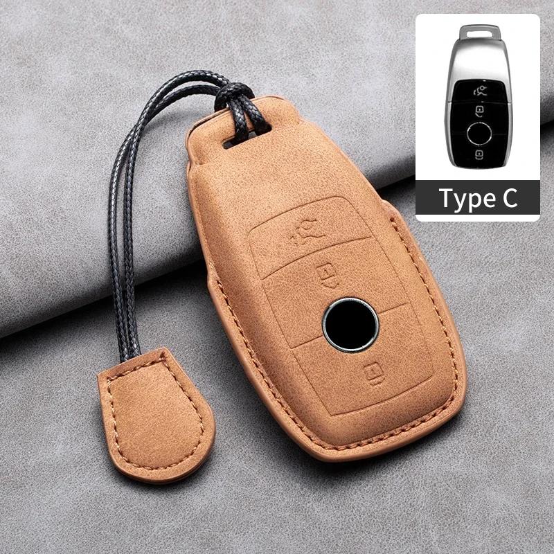 

For Mercedes Benz E C S Glc Class E200 E400 E63 W213 S550 S560 C260 A200 Leather Car Remote Key Case Cover Shell Protector