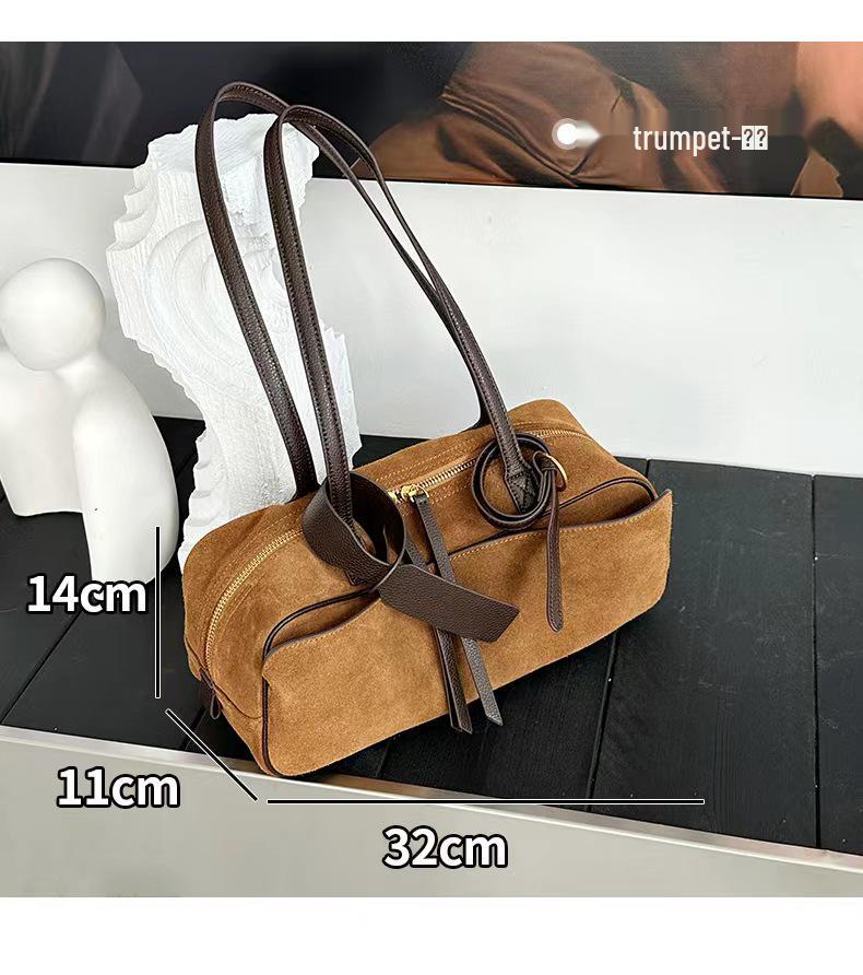 Matte Suede Retro Leather Tote Bag - Women's Large Capacity Shoulder Bag