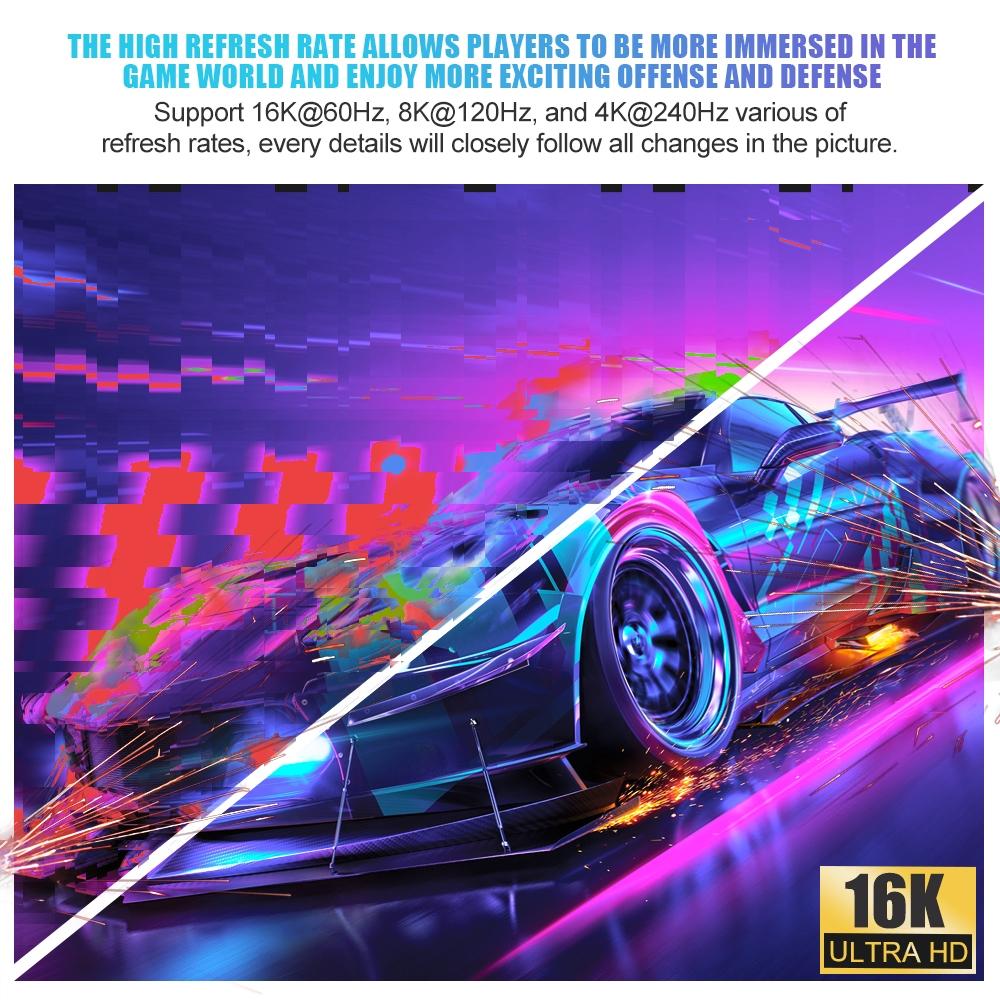 DP 2.1 Kablo DisplayPort Kablosu 16K@30Hz 8K@60Hz HDR Ekran Portu Adaptörü 3080 TV Video PC Dizüstü TV Oyun Monitörü