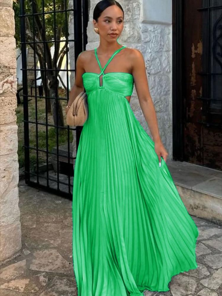 Trägerloses Maxikleid mit Rüschendetail für Damen, seitlicher Taillenausschnitt, gestuftes Kleid