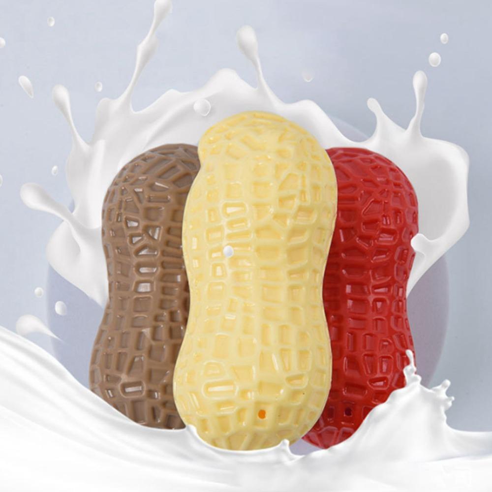 Peanut Shape Squeaky Dog Toy Tpr Teething Chew Toy Dog Boredom Relief Toy Home Alone Entertainment