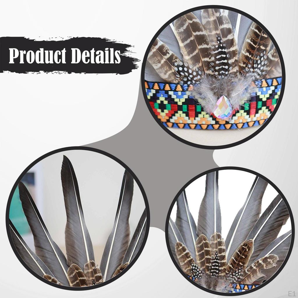 Indian Artificial Feather Headdress Chief Costume for Dress Up Party Masquerades