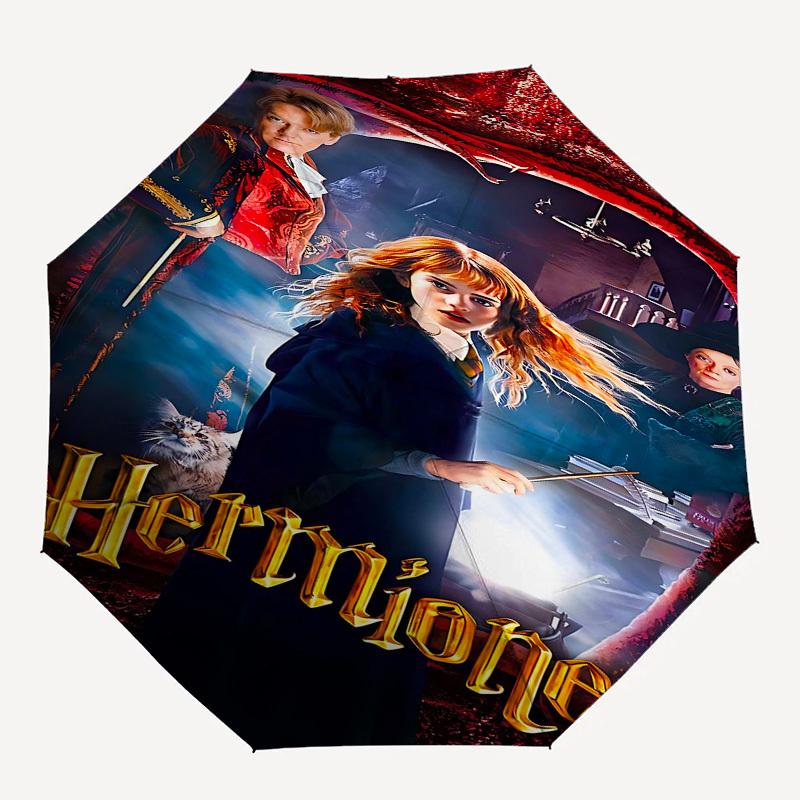 

1pc Hermione Granger Automatic Folding Umbrella - Compact 8-Rib Design, Durable Plastic & Iron1331L