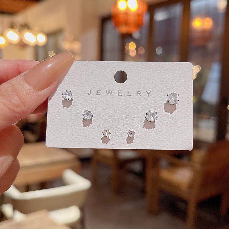 S925 Silver Needle Delicate Zircon Ear Set Small Stud Earrings