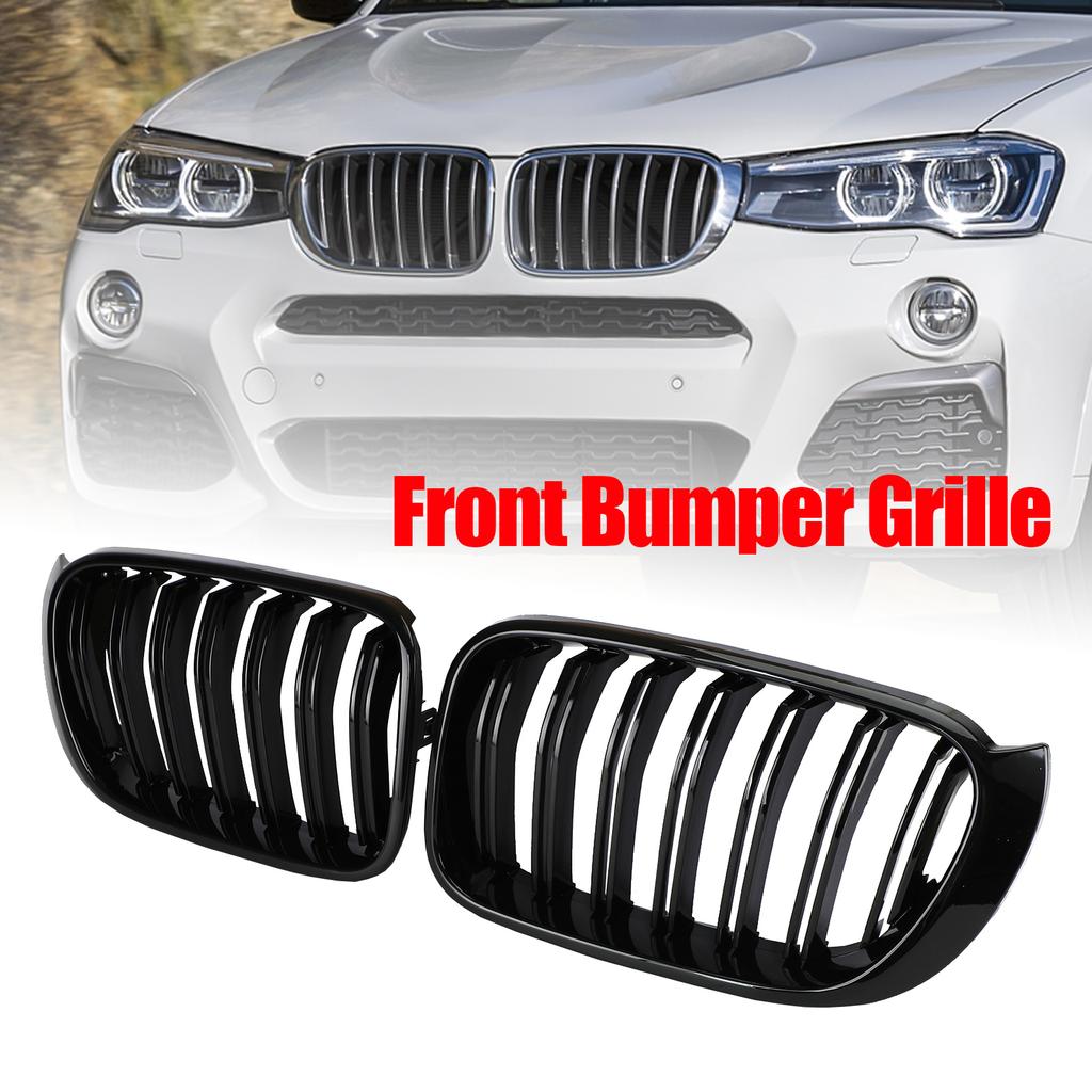 Gloss Black Front Bumper Kidney Grille Grill Fit BMW X3 X4 F25 F26 2014-2017