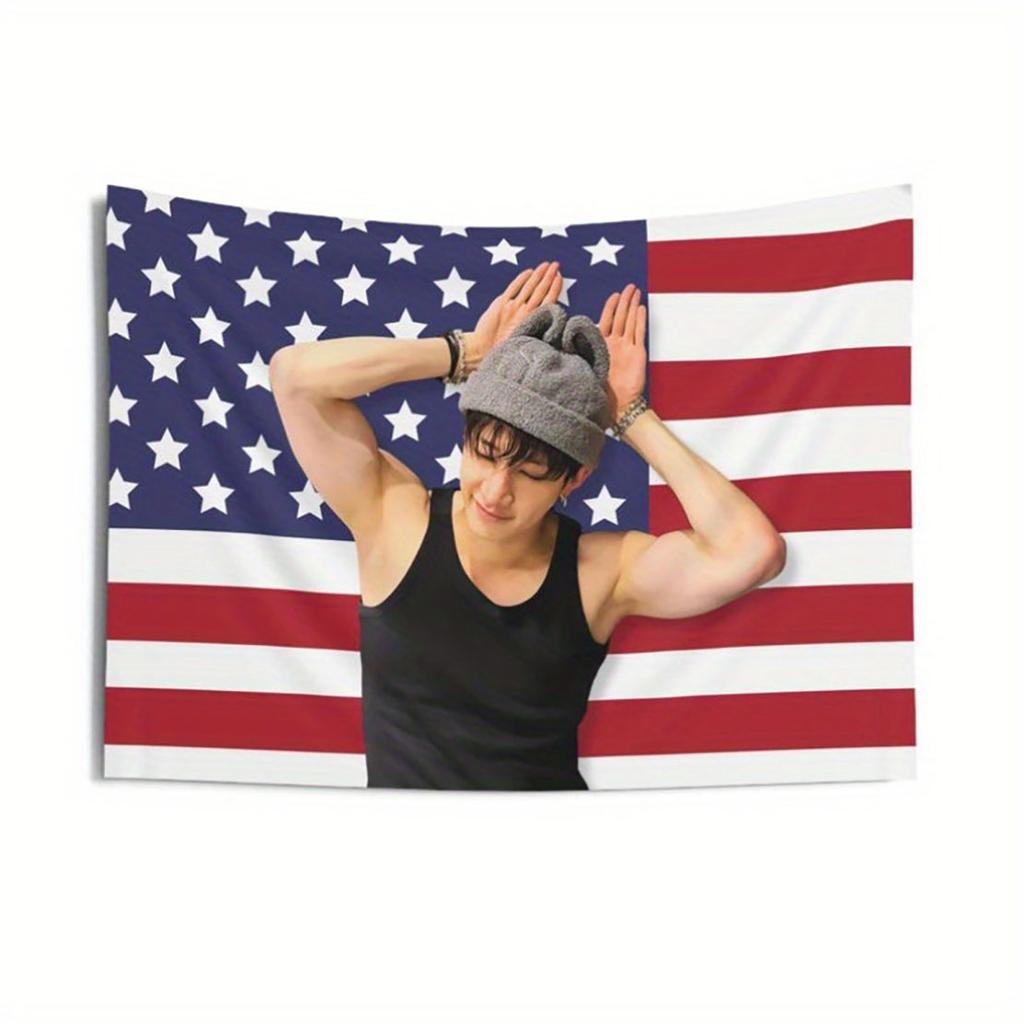 1 Pc Skz Bang Chan Cute Wolf American Flag Custom Stray Kids Dominate Tour Merch Perfect Birthday Concert Gift Idea for