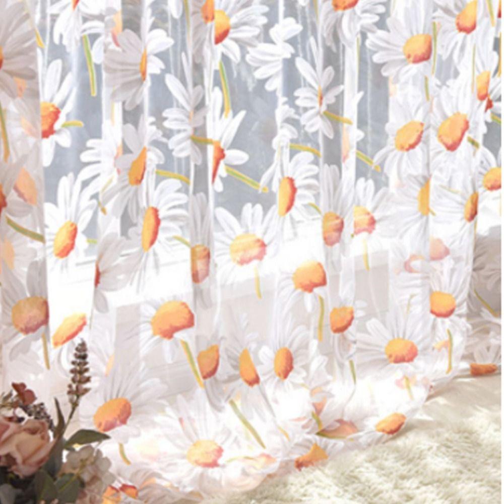 

Elegant Drapes Sun Flower Tulle Curtain Translucent Jacquard Sheer Daisy Sheer Curtains 100x200cm Home Decoration 100x200cm