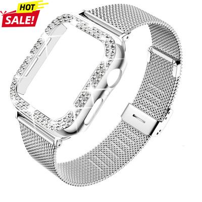 Diamond Case+Metal Strap For iWatch Band Ultra 3 Stainless Steel Bracelet For Apple Watch 9 8 7 45mm 44mm 40mm 41mm Series 6 5 4