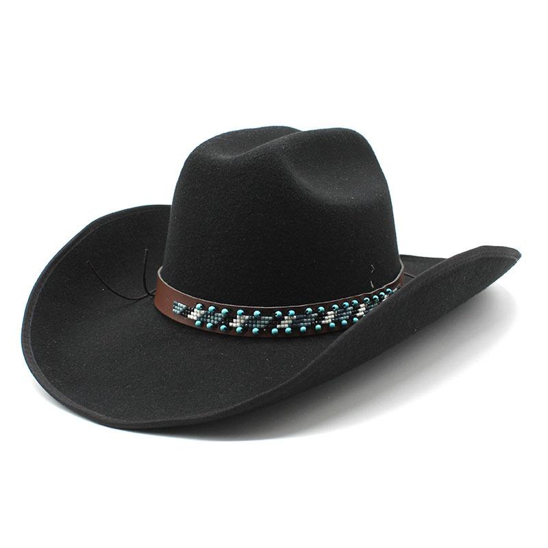 Western Cowboy Hat Wool Felt Shaped Cowboy Hat Wool Big Eaves Hat Outdoor Travel Horse Riding Hat