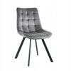 Gray Velvet Chair with Black Legs for Dining Room, Furnitex, Loft Tufted Chair