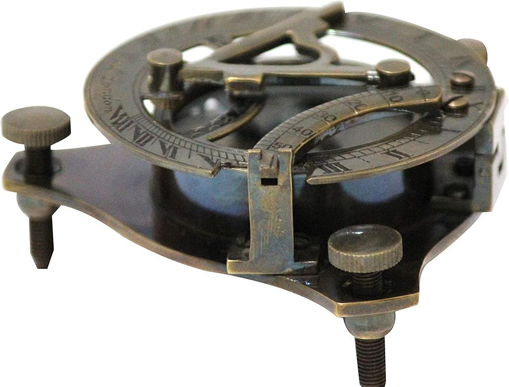 Vintage mosiężny zabytkowy morski zegar słoneczny kompas w pełni funkcjonalny, ręcznie robiony prezent