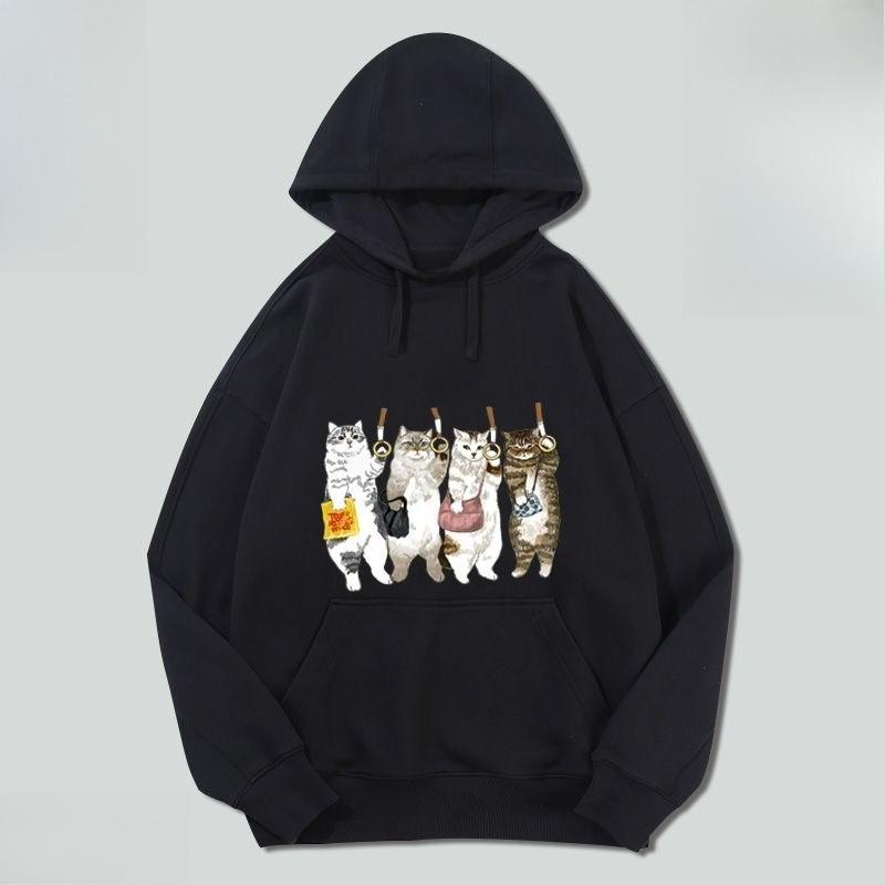 

American Fun Spoof Social Worker Cat Print Fall New Unisex Children s Warm Loose Plus Size Sports Hoodie Jacket 3XL