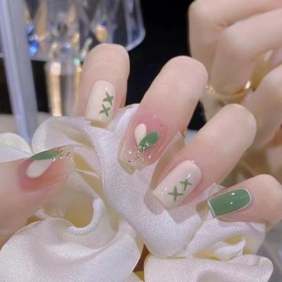 Lot de 24 faux ongles de ballet, de longueur moyenne ou longue, transparents, rose, lait, vert, assortis