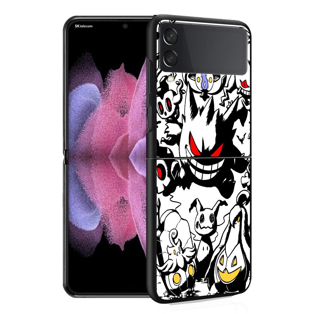 Luxusní pouzdro pro Samsung Galaxy Z Flip 4 3 5G Černé PC Tvrdé Pouzdra na Telefon Módní Zadní Kryt ZFlip Funda Pokemon Gengar Cool Skořepina