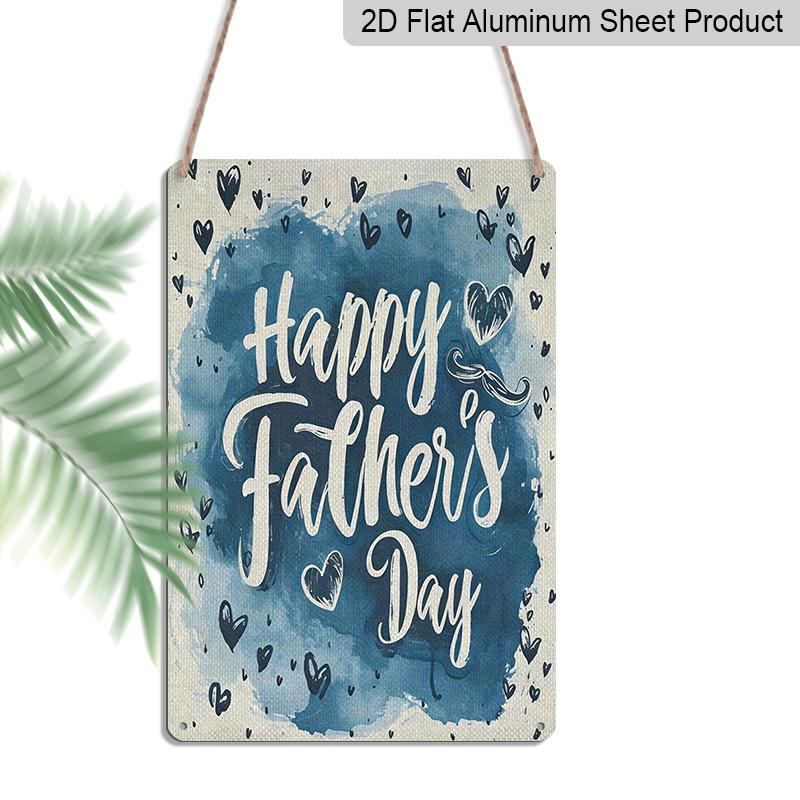 

2D Flat, 1pc Watercolor Blue Heart Father s Day Metal Wall Art Sign Happy Father s Day - 8*12 Inch Aluminium Rustic Home Decor, Minimalist Style 20*30cm
