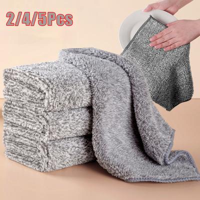 2/4/5-teiliges Mikrofaser-Küchentuch-Set, Bambusfaser-Handtücher für die Küche, Serviette, weiches Geschirrtuch, saugfähiges Reinigungstuch, Lumpen