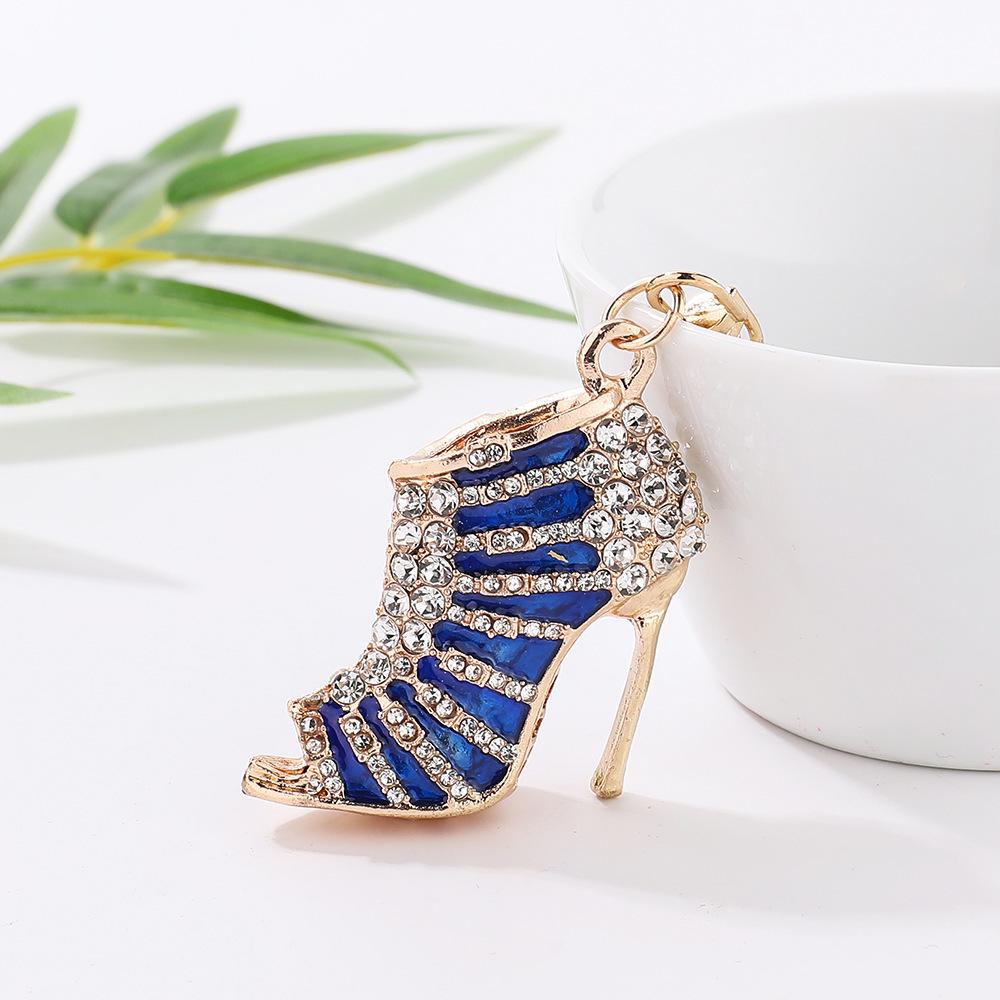 Rhinestone High Heel Metal Keychain - Women's Bag Charm, European & American Style