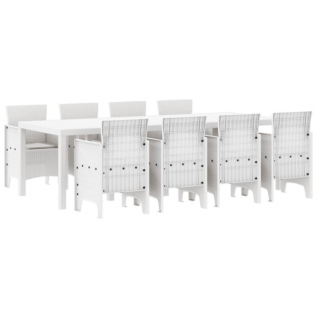 Garden Dining Set 9 Pcs White Polypropylene