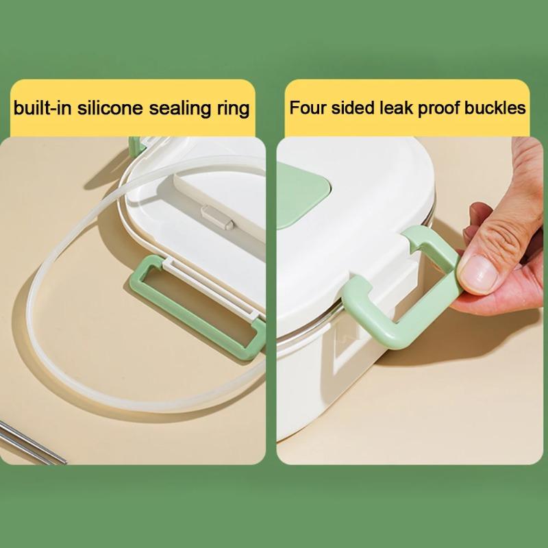 Stainless Steel Thermal Lunch Box Microwave Safe 2/4/5 Grids with Cutlery Set Panda for Adults Kids for Children School Picnic