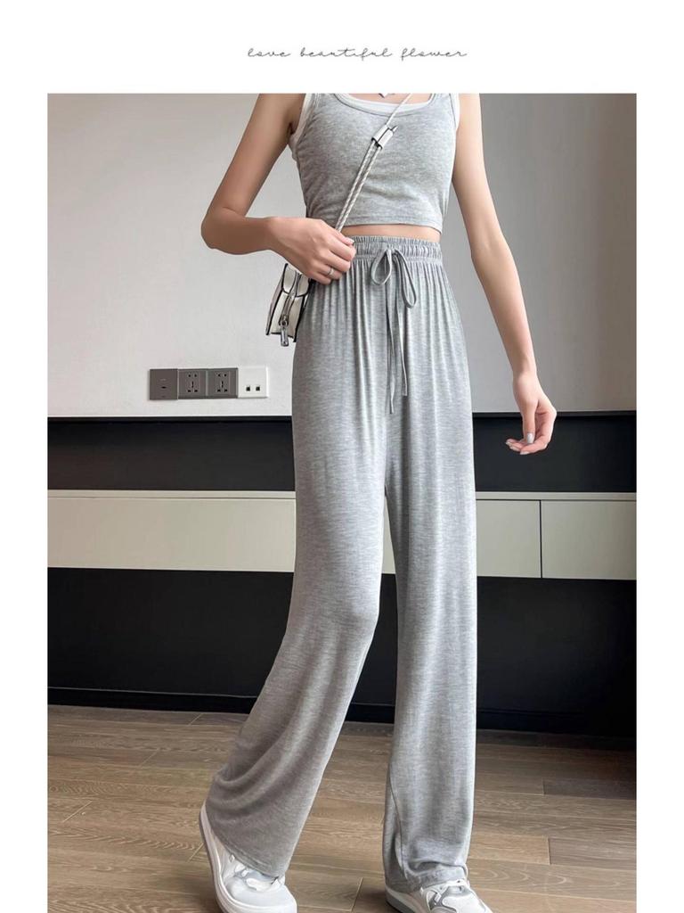 Women's Summer High-Waisted Wide-Leg Slimming Pants - Plus Size, Sun Protection, Loose Fit, Casual Style