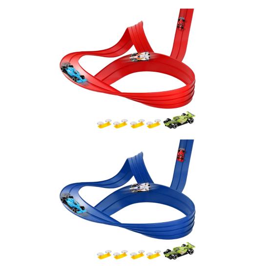 1 Set Kids Track Car Toy Kit with 8 Suction Cups Track Inertial Drive Alloy Car Connector DIY Toddlers Boys Girls Gravities Rail Car Educational Toy