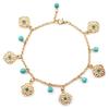 Double Layer Flower Artifical Turquoise Beads Women Ankle Bracelet Barefoot Sandal Beach Sea Foot