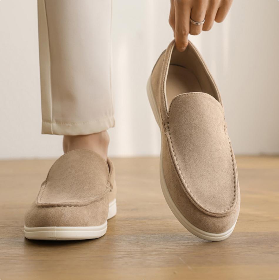 

Мода 2025Классические лоферы из замшевой кожи Мужская повседневная обувь Роскошная мужская дышащая обувь слипоны для вождения Повседневная обувь для платья Мокасины Обувь 39 бежевый