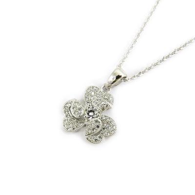 [L5328] - White 'Clover' Silver Necklace