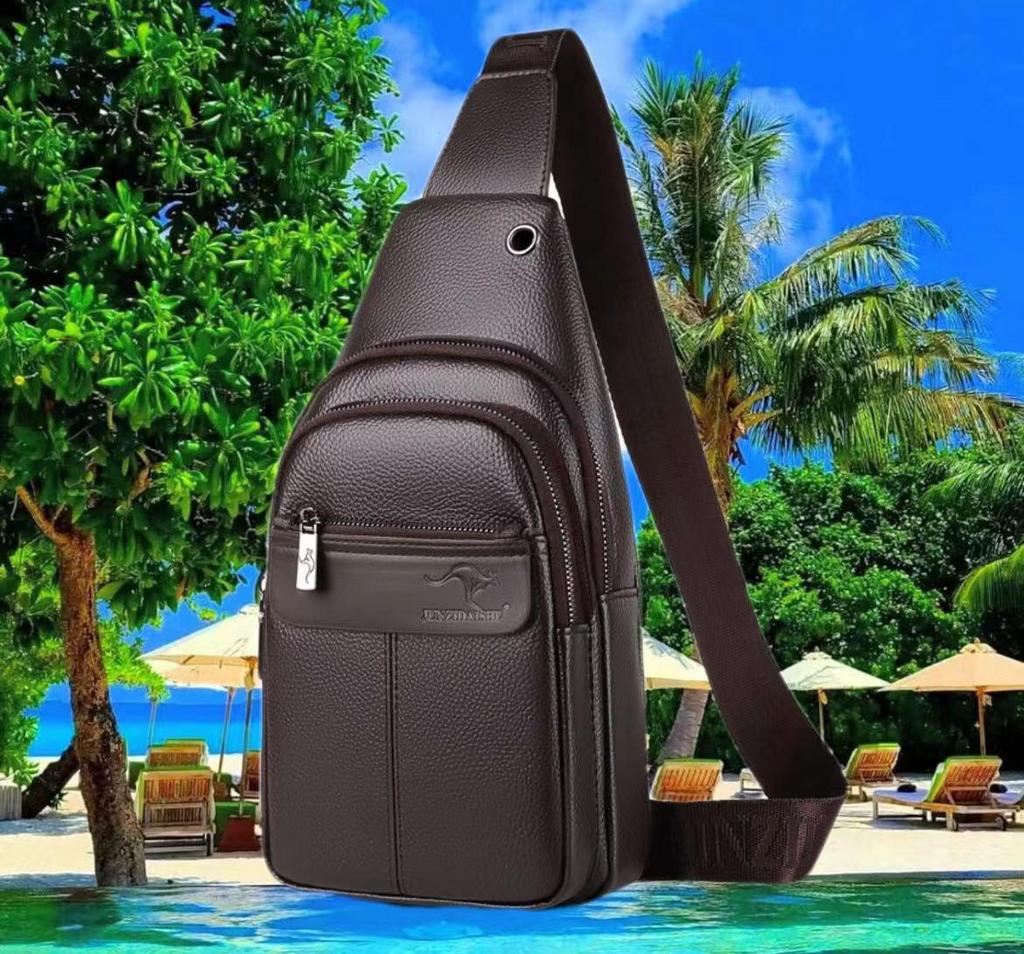 Gentleman's Genuine Leather Crossbody Chest Bag - 2023 Fashion Single Shoulder Backpack