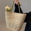 Straw Shoulder Straw Bag New Hand-woven Bag Large Capacity Versatile Bucket Bag Vacation Beach Bag Straw Bag Women