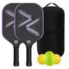 2 Pieces Carbon Fiber Paddles for Pickleball Textured Paddleball Set with Bag Perforated